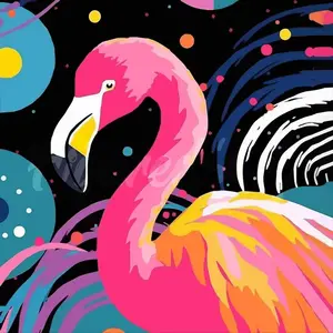Figured'Art Mini broderie diamant : Flamant Rose Abstrait Pop Art  - t... pas cher