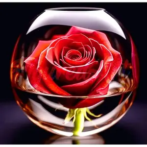Figured'Art Mini broderie diamant : Rose Rouge dans le Verre  - sans c...