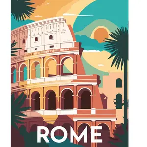 Comparateur de prix : Figured'Art Peinture par Numéro Adulte avec Cadre Affiche Vintage Rome - Activité Manuelle Kit de Loisir Créatif DIY Numéro d'Art Complet - 40x50cm toile tendue sur châssis