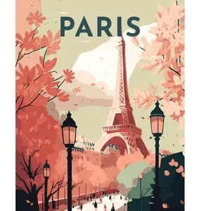 Figured'Art Peinture par Numéro Adulte avec Cadre Affiche Vintage Paris 2 - Activité Manuelle Kit de Loisir Créatif DIY Numéro d'Art Complet - 40x50cm toile tendue sur châssis
