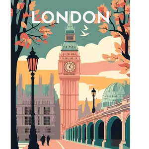 Comparateur de prix : Figured'Art Peinture par Numéro Adulte avec Cadre Affiche Vintage Londres 2 - Activité Manuelle Kit de Loisir Créatif DIY Numéro d'Art Complet - 40x50cm toile tendue sur châssis