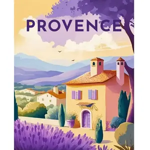 Figured’Art Diamond Painting Broderie Diamant 40x50cm Toile Entière Roulée avec Strass Perles Carrés - Affiche Poster Provence - Kit Complet 5D DIY Activité Manuelle Loisirs Créatifs Adultes
