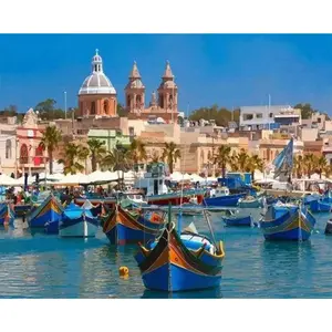 Figured'Art Peinture par Numéro Adulte avec cadre Le Port de Malte - K... pas cher