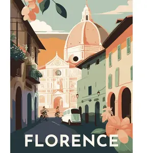 Figured'Art Peinture par Numéro Adulte avec Cadre Affiche Vintage Florence - Activité Manuelle Kit de Loisir Créatif DIY Numéro d'Art Complet - 40x50cm toile tendue sur châssis pas cher