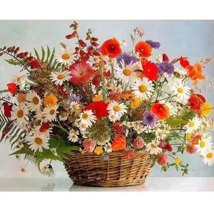 Figured'Art Peinture par Numéro Adulte Bouquet multicolore - Activité Manuelle Kit de Loisir Créatif DIY Numéro d'Art Complet - 40x50cm sans châssis en bois pas cher