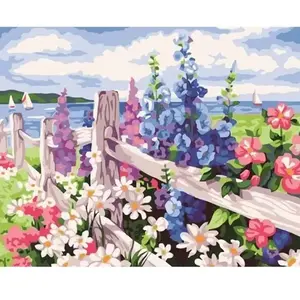 Comparateur de prix : Figured'Art Peinture par Numéro Adulte Haie de Fleurs - Kit de Loisir Créatif DIY Numéro d'Art - 40x50cm sans châssis