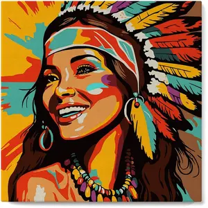 Figured'Art Mini Peinture par Numéro Adulte 20x20cm avec cadre Femme Native Pop Art - Petit Format Kit de Loisir Créatif