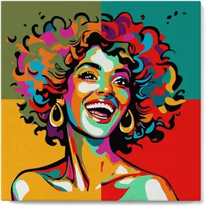 Figured'Art Mini Peinture par Numéro Adulte 20x20cm avec cadre Femme Latina Pop Art - Petit Format Kit de Loisir Créatif DIY Numéro d'Art Complet pas cher