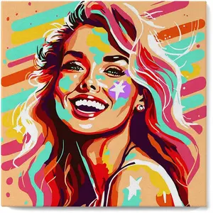 Figured'Art Mini Peinture par Numéro Adulte 20x20cm avec cadre Blonde Pop Art - Petit Format Kit de Loisir Créatif DIY Numéro d'Art Complet pas cher