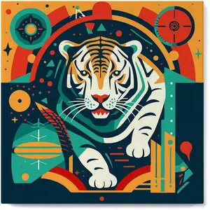Figured'Art Mini Peinture par Numéro Adulte 20x20cm avec cadre Tigre Art Déco - Petit Format Kit de Loisir Créatif DIY Numéro d'Art Complet pas cher
