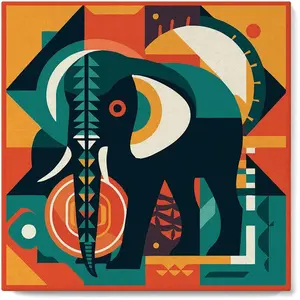 Figured'Art Mini Peinture par Numéro Adulte 20x20cm avec cadre Éléphant Art Déco - Petit Format Kit de Loisir Créatif DIY Numéro d'Art Complet
