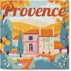 Figured'Art Mini Peinture par Numéro Adulte 20x20cm avec cadre Automne en Provence - Petit Format Kit de Loisir Créatif DIY Numéro d'Art Complet