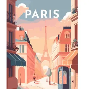 Figured'Art Peinture par Numéro Adulte Affiche Vintage Paris - Kit de Loisir Créatif DIY Numéro d'Art - 40x50cm sans châssis