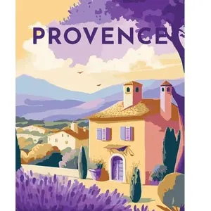 Comparateur de prix : Figured'Art Peinture par Numéro Adulte Affiche Vintage Provence - Kit de Loisir Créatif DIY Numéro d'Art - 40x50cm sans châssis