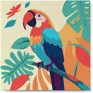 Figured'Art Mini Peinture par Numéro Adulte 20x20cm avec cadre Perroquet Tropical - Petit Format Kit de Loisir Créatif pas cher