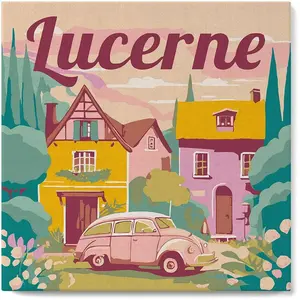 Figured'Art Mini Peinture par Numéro Adulte 20x20cm avec cadre Lucerne - Petit Format Kit de Loisir Créatif DIY Numéro d'Art Complet pas cher