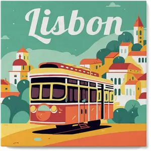 Figured'Art Mini Peinture par Numéro Adulte 20x20cm avec cadre Lisbonne - Petit Format Kit de Loisir Créatif DIY Numéro d'Art Complet pas cher