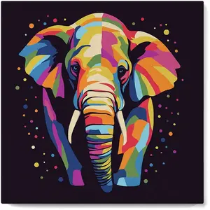 Figured'Art Mini Peinture par Numéro Adulte 20x20cm avec cadre Éléphant Abstrait Pop Art - Petit Format Kit de Loisir Créatif DIY Numéro d'Art Complet pas cher