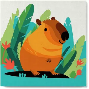Figured'Art Mini Peinture par Numéro Adulte 20x20cm avec cadre Capybara Tropical - Petit Format Kit de Loisir Créatif DIY Numéro d'Art Complet