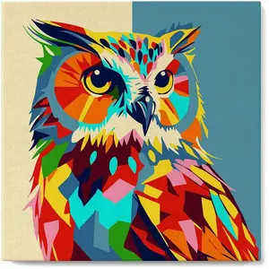Comparateur de prix : Figured'Art Mini Peinture par Numéro Adulte 20x20cm avec cadre Hibou Abstrait Pop Art - Petit Format Kit de Loisir Créatif DIY Numéro d'Art Complet