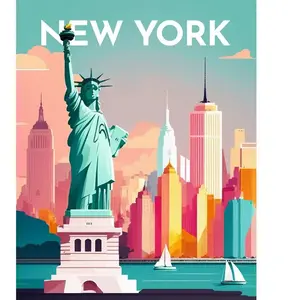 Comparateur de prix : Figured’Art Diamond Painting Broderie Diamant 40x50cm Toile Entière Roulée avec Strass Perles Carrés - Affiche Poster New York - Kit Complet 5D DIY Activité Manuelle Loisirs Créatifs Adultes