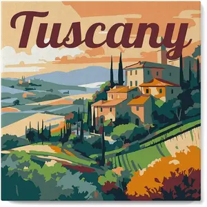 Figured'Art Mini Peinture par Numéro Adulte 20x20cm avec cadre Été en Toscane - Petit Format Kit de Loisir Créatif DIY Numéro d'Art Complet pas cher
