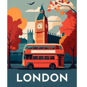 Figured'Art Figured’Art Diamond Painting Broderie Diamant 40x50cm Toile Entière Roulée avec Strass Perles Carrés - Affiche Poster Londres - Kit Complet 5D DIY Activité Manuelle Loisirs Créatifs Adultes pas cher