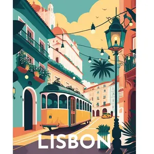 Comparateur de prix : Figured’Art Diamond Painting Broderie Diamant 40x50cm Toile Entière Roulée avec Strass Perles Carrés - Affiche Poster Lisbonne - Kit Complet 5D DIY Activité Manuelle Loisirs Créatifs Adultes