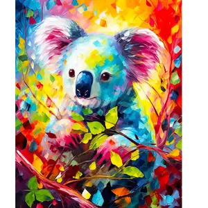 Figured’Art Diamond Painting Broderie Diamant 40x50cm Toile Entière Roulée avec Strass Perles Carrés - Koala Coloré Abstrait - Kit Complet 5D DIY Activité Manuelle Loisirs Créatifs Adultes
