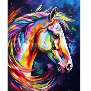 Comparateur de prix : Figured’Art Diamond Painting Broderie Diamant 40x50cm Toile Entière Roulée avec Strass Perles Carrés - Cheval Coloré Abstrait