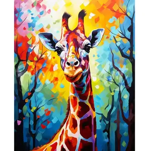 Comparateur de prix : Figured’Art Diamond Painting Broderie Diamant 40x50cm Toile Entière Roulée avec Strass Perles Carrés - Girafe Colorée Abstraite - Kit Complet 5D DIY Activité Manuelle Loisirs Créatifs Adultes