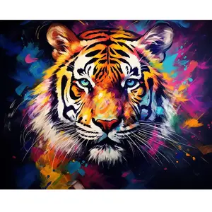 Comparateur de prix : Figured’Art Diamond Painting Broderie Diamant 40x50cm Toile Entière Roulée avec Strass Perles Carrés - Tigre Coloré Abstrait