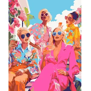 Comparateur de prix : Peinture au numéro : Réunion de Divas - toile tendue sur châssis