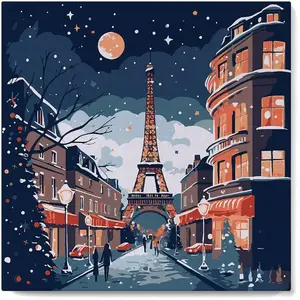 Figured'Art Mini Peinture par Numéro Adulte 20x20cm avec cadre Noël à Paris - Petit Format Kit de Loisir Créatif