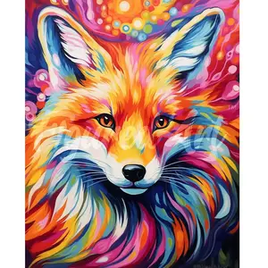 Broderie diamant : Renard Coloré Abstrait  - toile tendue sur chassis