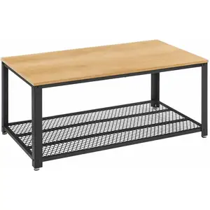 RED DECO Table basse industrielle JACKY Chêne clair Médium MDF 106,2x45x60,2cm Chêne Clair pas cher