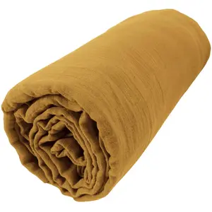 DOCK AVENUE Drap housse Gaze de Coton 90x190 gaia matelas épais Jaune Safran