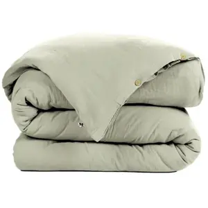 L'EFFET PAPILLON Housse de couette Gaze de Coton 200 x 200 cm GAIA coloris Vert d'eau pas cher