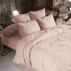 L'EFFET PAPILLON Housse de couette Gaze de Coton 200 x 200 cm GAIA coloris Guimauve pas cher