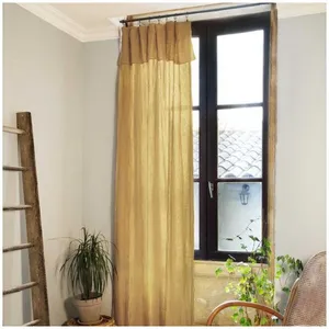 L'EFFET PAPILLON Rideau ajustable + 8 anneaux pince gaze de coton 140 x 300 cm safran Jaune pas cher