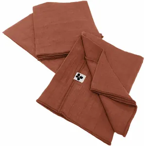 Lot de 3 serviettes en gaze de coton GAIA - L'EFFET PAPILLON - Terracotta - 40 x 40 cm pas cher