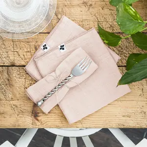 Lot de 3 serviettes en gaze de coton 40 x 40 cm GAIA - L'EFFET PAPILLON - Guimauve pas cher