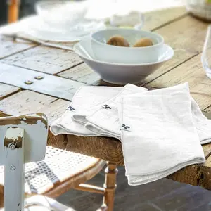 Lot de 3 serviettes en gaze de coton GAIA - L'EFFET PAPILLON - Chantilly - 40x40cm pas cher