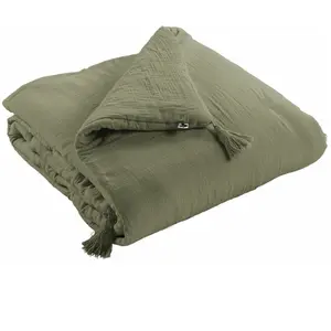 Comparateur de prix : Housse De Rêve Edredon Gaze de Coton 150 x 150 cm gaia coloris Vert Romarin