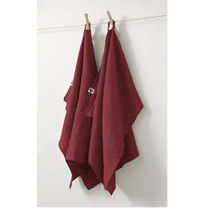 L'effet Papillon - Lot de 2 essuie-mains Gaze de coton 50x70 gaia Rouge Lie de vin pas cher