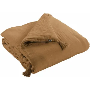 L'EFFET PAPILLON DOCK AVENUE Edredon Gaze de Coton 150 x 150 cm Gaia Coloris Marron CamelVendu parcarrefour