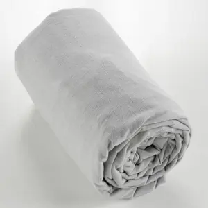 Drap housse flanelle 100% coton 160 x 200 cm CANDICE coloris Brume pas cher
