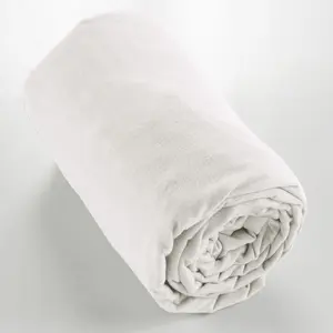 L'EFFET PAPILLON Drap housse flanelle 100% coton 90 x 190 cm CANDICE coloris Neige pas cher