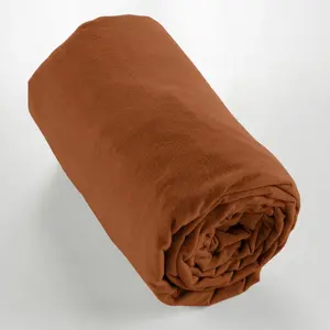 L'EFFET PAPILLON Drap housse flanelle 100% coton 160 x 200 cm CANDICE coloris Tomette pas cher
