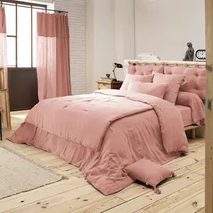 DOCK AVENUE Housse de couette Gaze de Coton 200x200 cm gaia Rose pêche pas cher